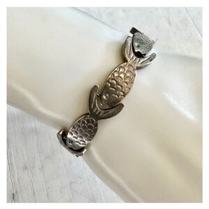Sterling silver vintage fish link bracelet